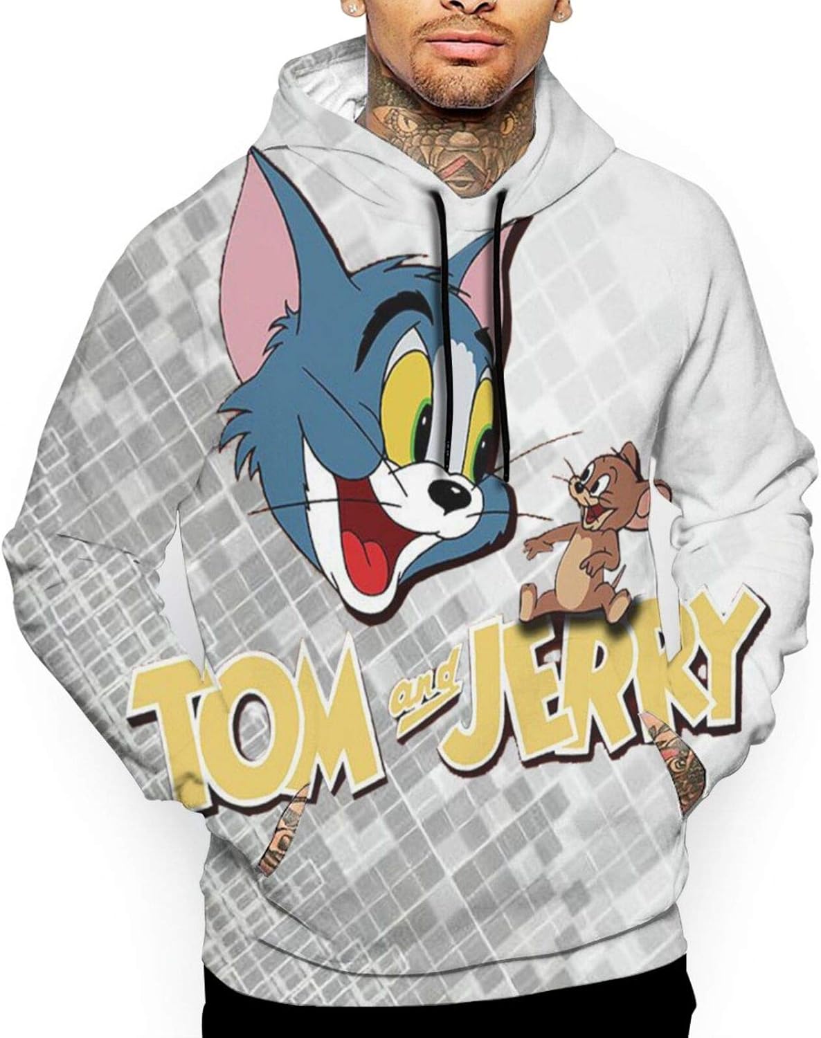 XCNGG Tom & Jerry Battle Barbera Men's Hoodie Sweatshirt White Amazon