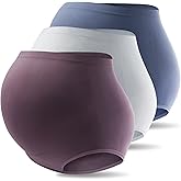 Mama Plus Women's Over Bump Maternity Underwear High Waist Seamless Pregnancy Briefs Nylon Panties Multi-Pack