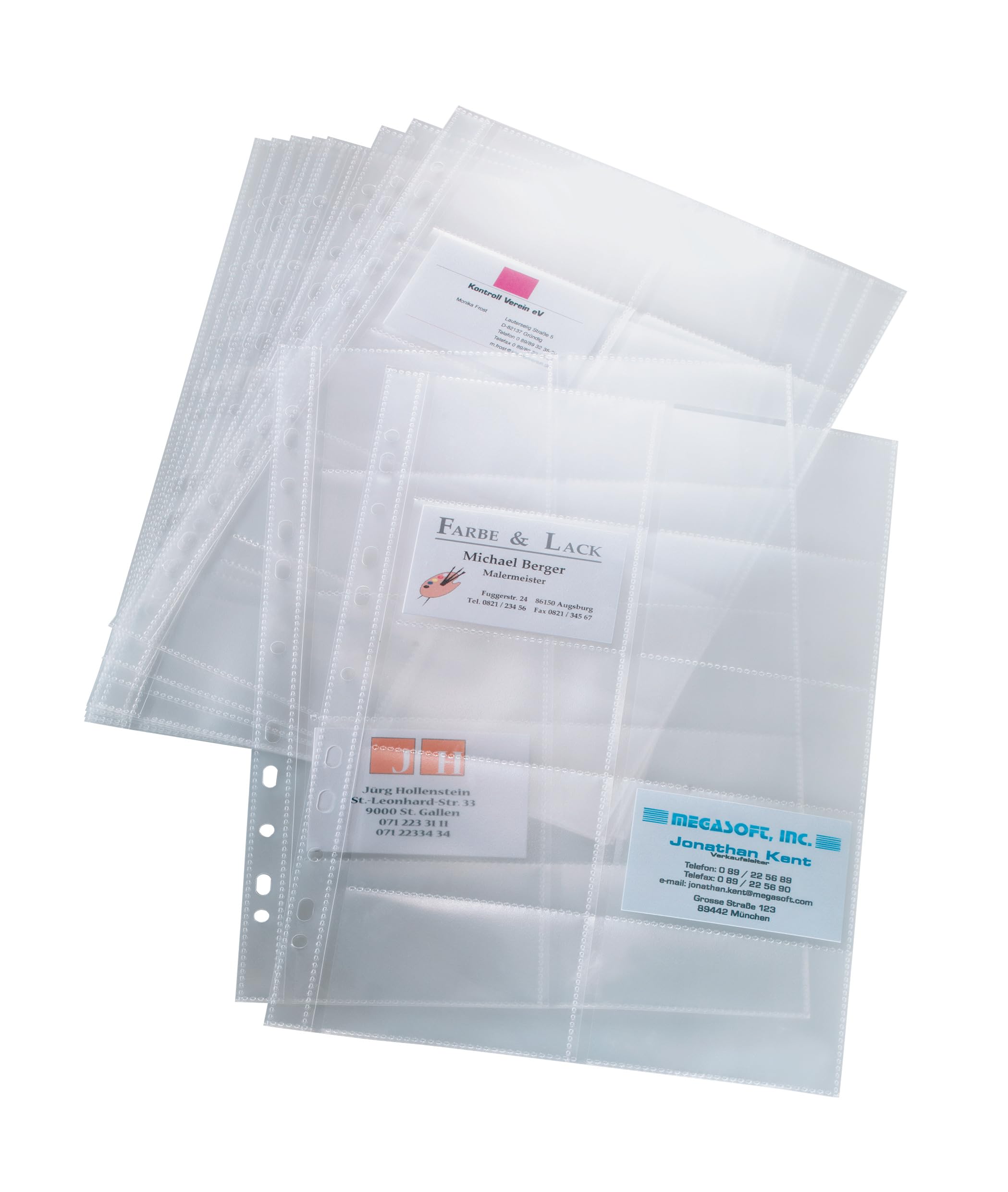 SIGEL VZ351 Pockets for Business Card Organisers, two row, transparent, 10 Pieces