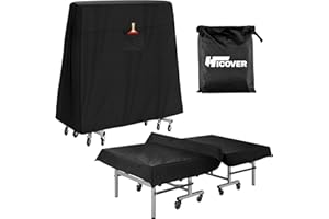 Ping Pong Table Cover, Hicover Table Tennis Cover Waterproof Sunproof Indoor & Outdoor Fits Universal 9x5 FT Tables Folding & Flat Tables, with Paddles Organize Bag, 600D Oxford Fabric
