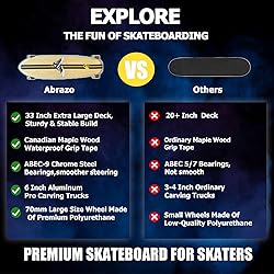 Abrazo 33x9.5 Pro Cruiser Skateboard for Kids Teens