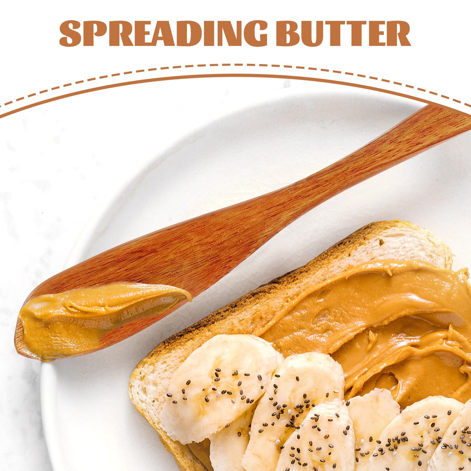 UPKOCH 4 StüCk Holzbuttermesser - Handgefertigte Schwedische FrüHstüCksmesser, KäSe Streuer, Marmeladenmesser, Kuchenmesser, KüChenwerkzeug 2