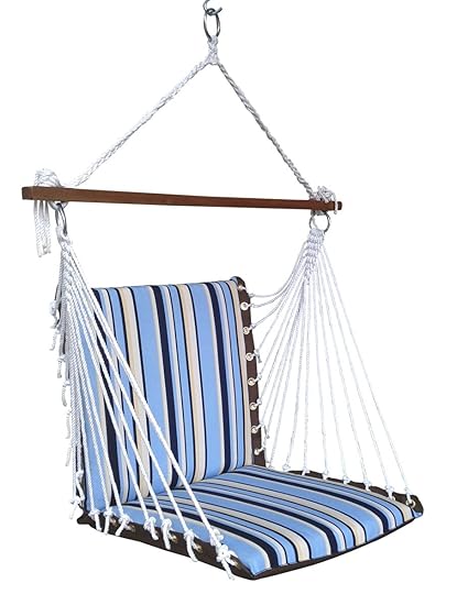 Oak N Oak Comfortable & Relaxing Indoor & Outdoor Hanging Chair Furniture/Hanging Hammock Chair Swing/Hanging Rope Swing Chair/Garden Hanging Chairs/Patio Swing Seat for Backyard, Bed Room, Porch, Beach - Tropical Palm Stripe