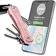 KeySmart Pro - Tile Tracker Smart Key Organizer with Bluetooth Key Finder Technology and Flashlight, Compact Key Holder for Women and Men, Attach Car Key Fob or Mini Tools (up to 10 Keys, Rose Gold)