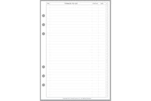 HANDY FORMS A5 Size to Do List Planner Pages, Sized and Punched for 6-Ring A5 Notebooks by Filofax, LV (GM), Kikki K, TMI, and Others. Sheet Size 5.83" x 8.27" (148mm x 210mm)