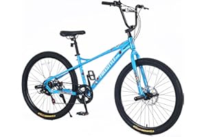 WEEROCK 26 Inch Mountain Bike 7 Speeds Steel Frame MTB, BMX Style Students Bicycle with BMX Handlebar, 4 Step Pegs, 26 X 2.35 Inch Bike Tires, DISC Brakes for Men Women Adult Senior, Multicolor