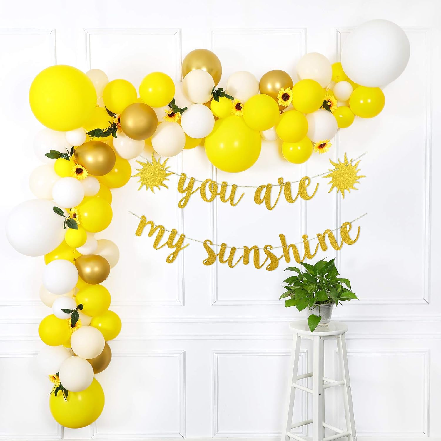 Sunflower Party Decorations, Sunflower Balloon Garland Arch Kit with Your Are My Sunshine Banner for Sunflower Theme Baby Shower Decorations, Birthday Party Decorations for Girl, Bridal Shower, Wedding
