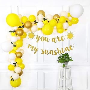 Sunflower Party Decorations, Sunflower Balloon Garland Arch Kit with Your Are My Sunshine Banner for Sunflower Theme Baby Shower Decorations, Birthday Party Decorations for Girl, Bridal Shower, Wedding