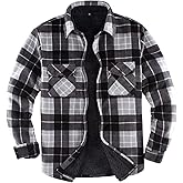 Men's Warm Sherpa Lined Fleece Plaid Flannel Shirt Jacket(All Sherpa Fleece Lined)