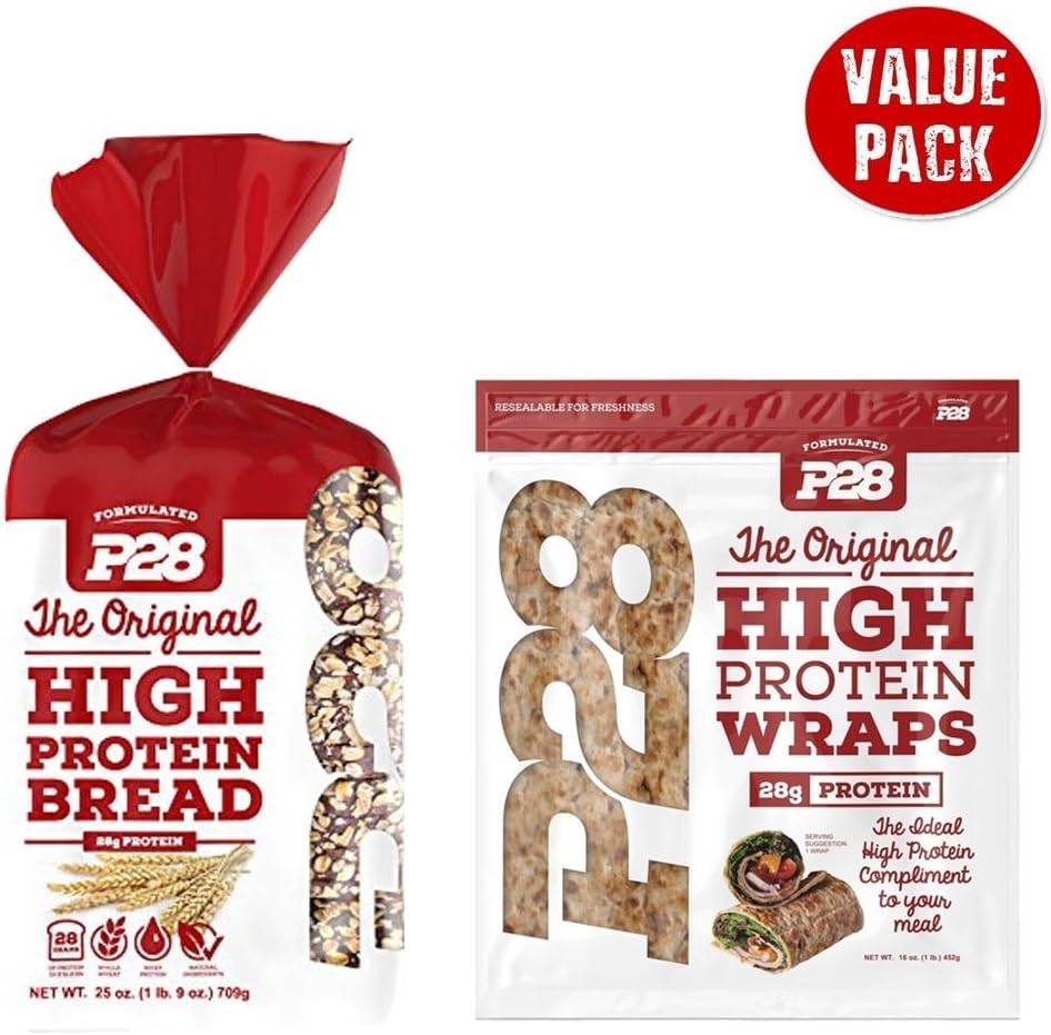 High Protein Value Pack: P28 Whole Wheat Sandwich Bread and Wraps, Includes 7 Day Clean Eating/High Protein Meal Plan E-Book
