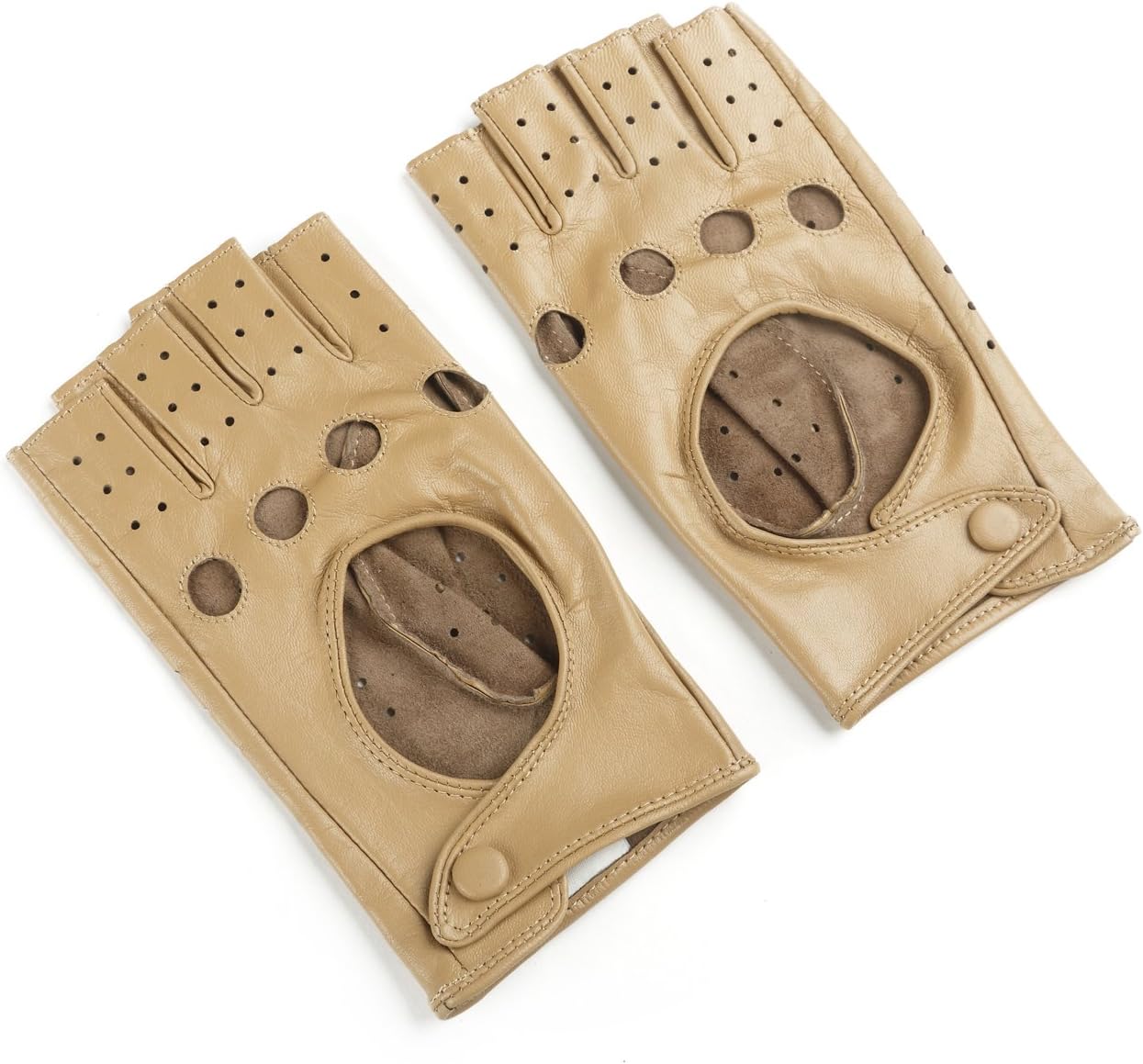 Ambesi Women's Classic 1/2 Finger Leather Driving Gloves