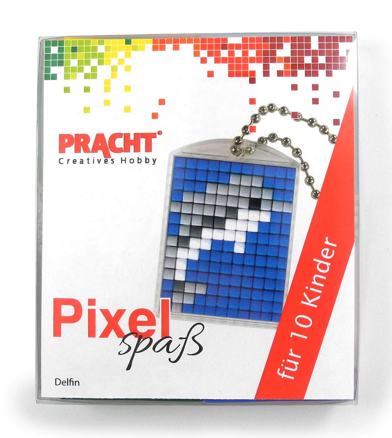 Pracht Creatives Hobby P90058-01501 Pixel Fun Craft Set for 10 Children with 10 Pixels Lockets Motif for Boys and Girls, Children's Birthday, Afternoon, Schools and Kitas