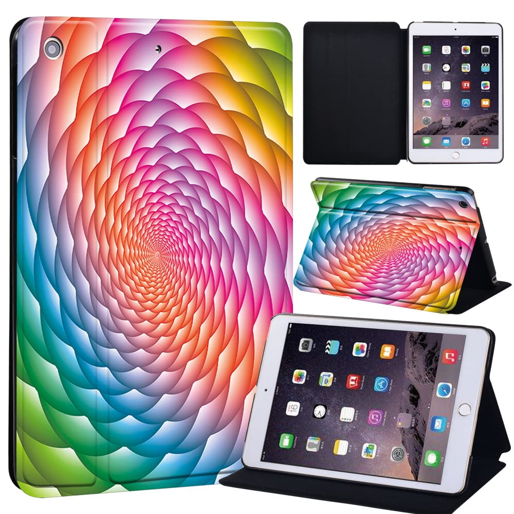 3D Printed Case for iPad Mini 1/2/3, Lightweight Trifold Stand Case with Auto Sleep/Wake, Microfiber Lining, Hard Back Cover for iPad Mini 1/Mini 2/Mini 3 (3D art-rainbow)