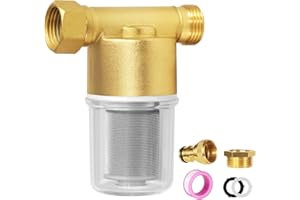 DETOYPAPA 40 Micron Reusable Sediment Filter, Brass Inline Water Filter, Compatible with 1/2" NPT & 3/4" GHT, Visual Sediment Filter for Washer, Garden Hoses, High Pressure Washer, Well Water, RV, Leak-proof