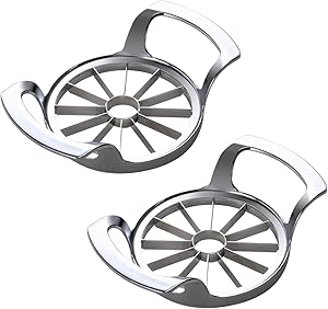SAVORLIVING Apple Slicers Set 2Pcs, 12-Blade Sharp Apple Cutters Stainless Steel Extra Large Apple Corer, Fruit Pitter, Divider for Up to 4 Inches Apples
