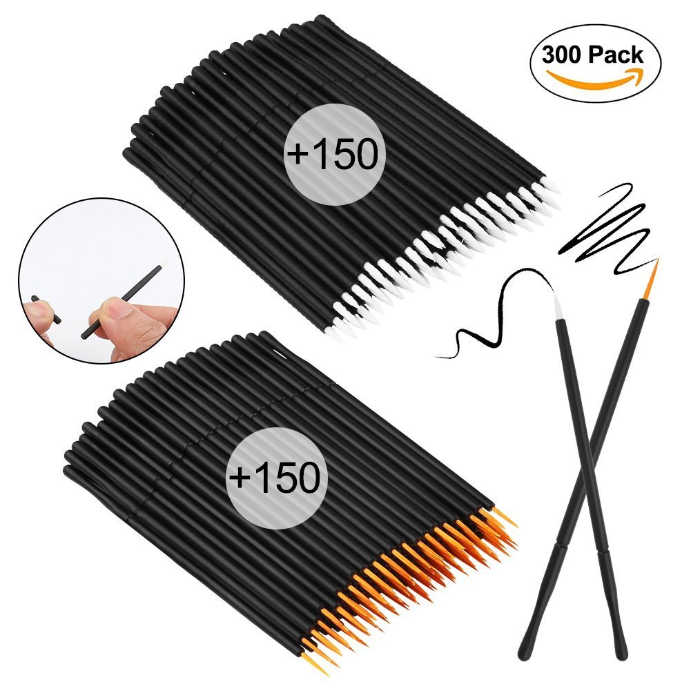 Accmor 300 Pcs Disposable Eyeliner Brush Applicator Cosmetic Eye Wands Makeup Tool