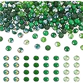 Boutigem 200Pcs 8mm Faceted Rondelle Glass Beads Green Transparent Faceted Briolette Spacer Beads for DIY Crafts Earring Bracelet Necklace Jewelry Making