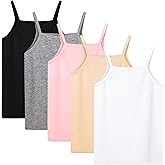 Cooraby 5 Pack Girls Tank Tops Soft Cami Scoop Neck Undershirts Solid Sleeveless Undershirts for Toddler Girls