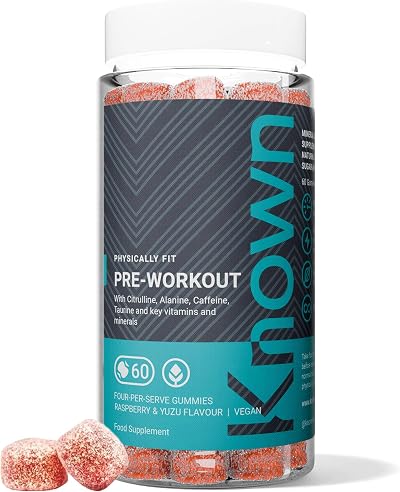 Known Pre-Workout Gummies Raspberry Yuzu Vegan Energy Focus 15 Servings