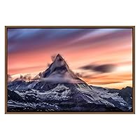 SIGNWIN Framed Canvas Wall Art Beautiful Orange Sunrise Over Mountain Tops Nature Wilderness Photography Realism Contemporary Panoramic Dramatic for Living Room, Bedroom, Office - 16