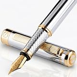 Scriveiner Silver Chrome Fountain Pen with Schmidt Gilded Broad Nib
