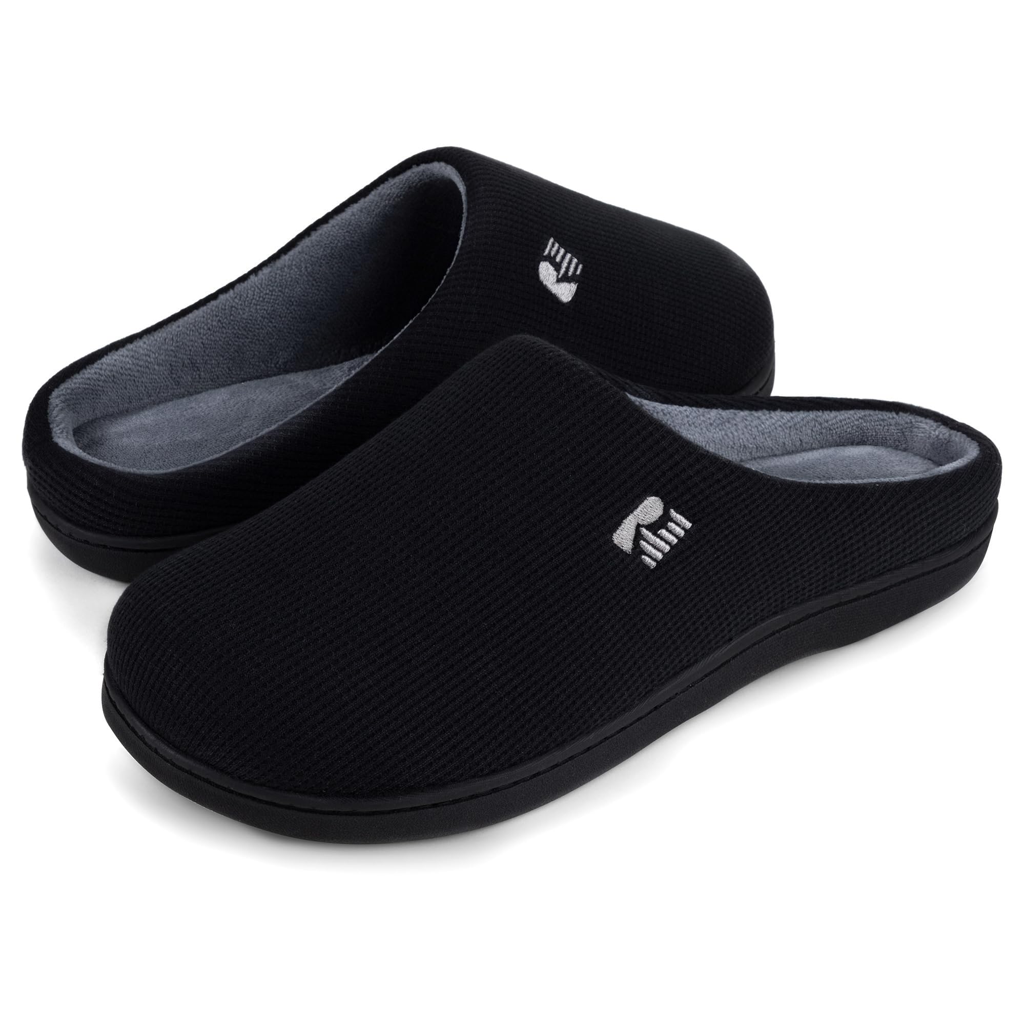 Photo 1 of RockDove Men's Original Two-Tone Memory Foam Slipper, Size 10.5 US Men, Black/Grey