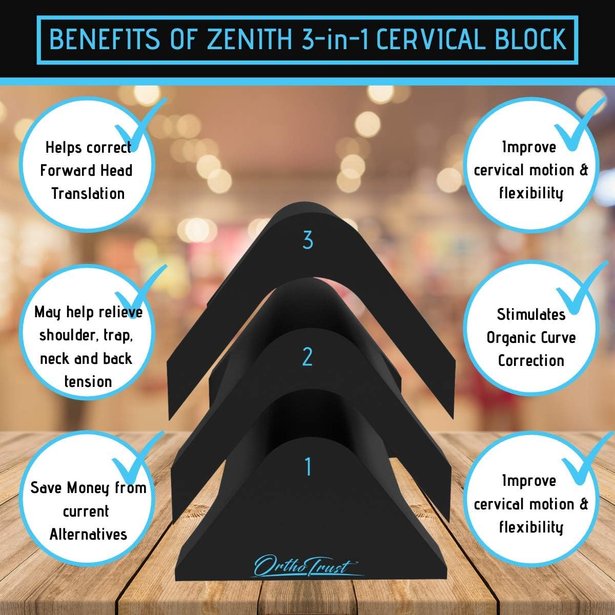 Zenith Cervical Traction Orthotic Chiropractic Neck Corrector 3-in-1 Device for Stretching Forward Head Posture Physical Therapy & Pain Relief: Health & Personal Care