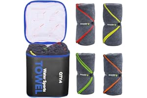 4Monster 4 Pack Microfiber Camping Towel Quick Dry, Super Absorbent Travel Towel with Waterproof Bag, Lightweight Boat Towel for RV, Sport, Gym, Beach, Pool, Swim,Family Trip