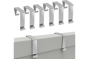 KOPKIO 6 Pcs Office Cubicle Hangers - Over The Door & Wall Hooks, Universal Panel Partition Metal Hooks for Hanging File Bins, Keys, Whiteboard (Silver)