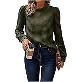 SOLY HUX Women's Mock Neck Puff Long Sleeve Sweatshirt Casual Pullover Tops