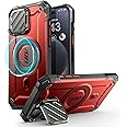 SUPCASE for iPhone 15 Pro Max Case with Camera Cover & Stand (UBMag XT) [Compatible with MagSafe] [Built-in Kickstand] [Military-Grade Protection] Heavy Duty Rugged Magnetic Phone Case, Ruddy