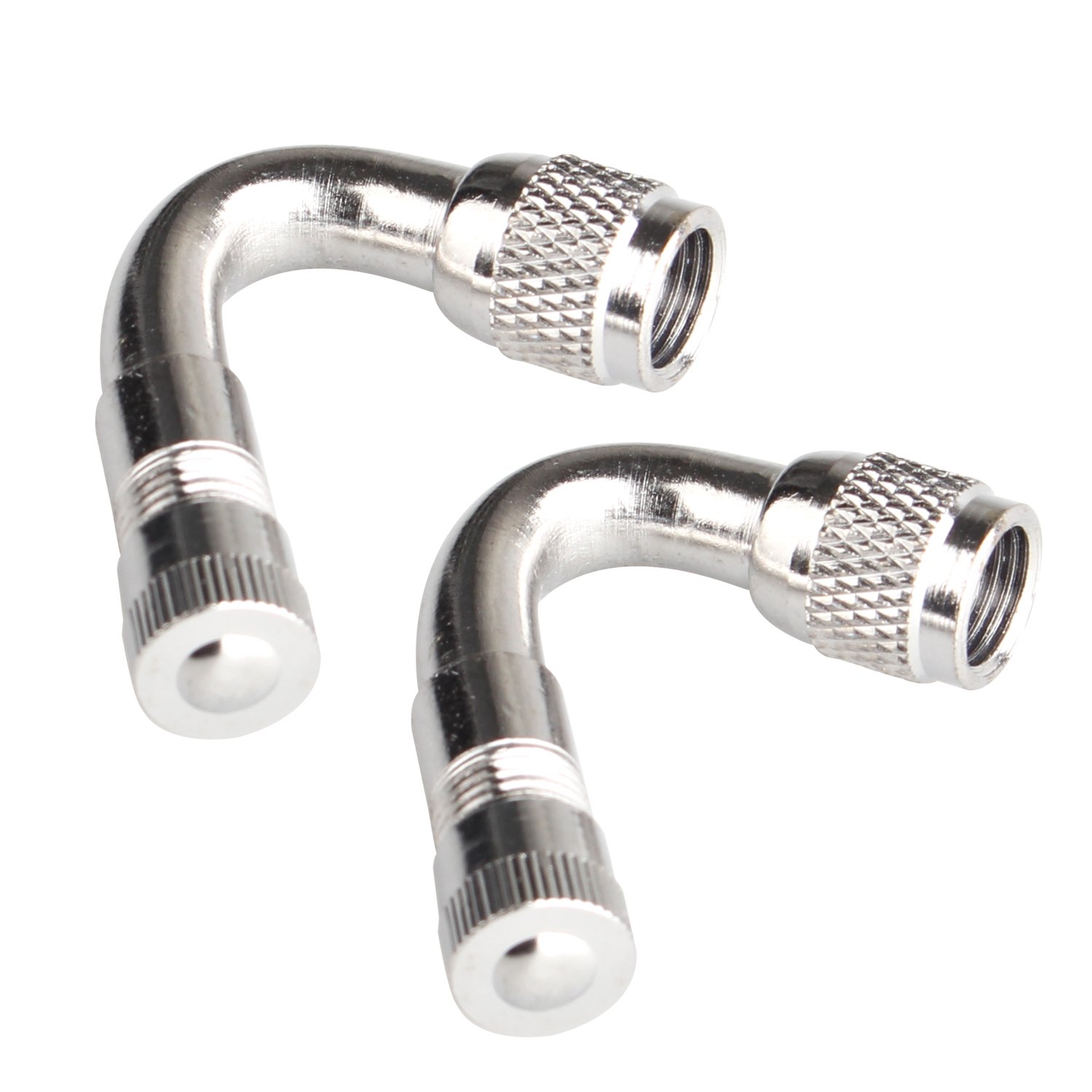 Futheda 2pcs 45 Degree Angle Valve Extenders Tire Stem Extension Wheel Adapter for Car Motorcycle Bike Truck (Silver)