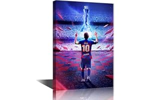 TISHIRON Famous Football Super Star Lionel Mess-i Shotting Footballers Wall Art Poster Modern Home Decor Canvas Painting Picture Office Unique Gift Framed Ready to Hang - 18''W x 12''H