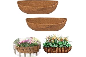 EROCK 2PCS Trough Coco Liners for Planters Wall Basket 24/30/36/48 inch, Replaceable Coconut Fiber Plant Basket Liner for Plant Hanging Basket, Garden Flower Vegetables Pot (24inch)