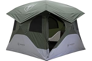 Gazelle Tents™ T4 Hub Tent, Easy 90 Second Set-Up, Waterproof, UV Resistant, Removable Floor, Ample Storage Options, 4-Person, Alpine Green, 94" x 94" x 78", GT400GR
