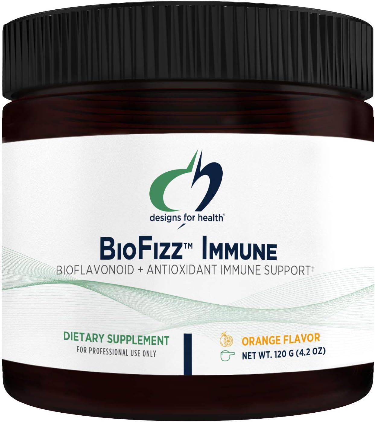 Designs for Health BioFizz Immune Powder - Vitamin C Drink Mix Supplement with Bioflavonoids, Zinc, 2000 IU Vitamin D + E - Fizzy Orange Flavor + Antioxidant Support (30 Servings / 120g)