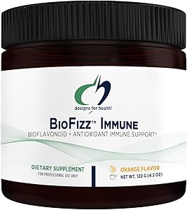Designs for Health BioFizz Immune Powder - Vitamin C Drink Mix Supplement with Bioflavonoids, Zinc, 2000 IU Vitamin D + E - Fizzy Orange Flavor + Antioxidant Support (30 Servings / 120g)