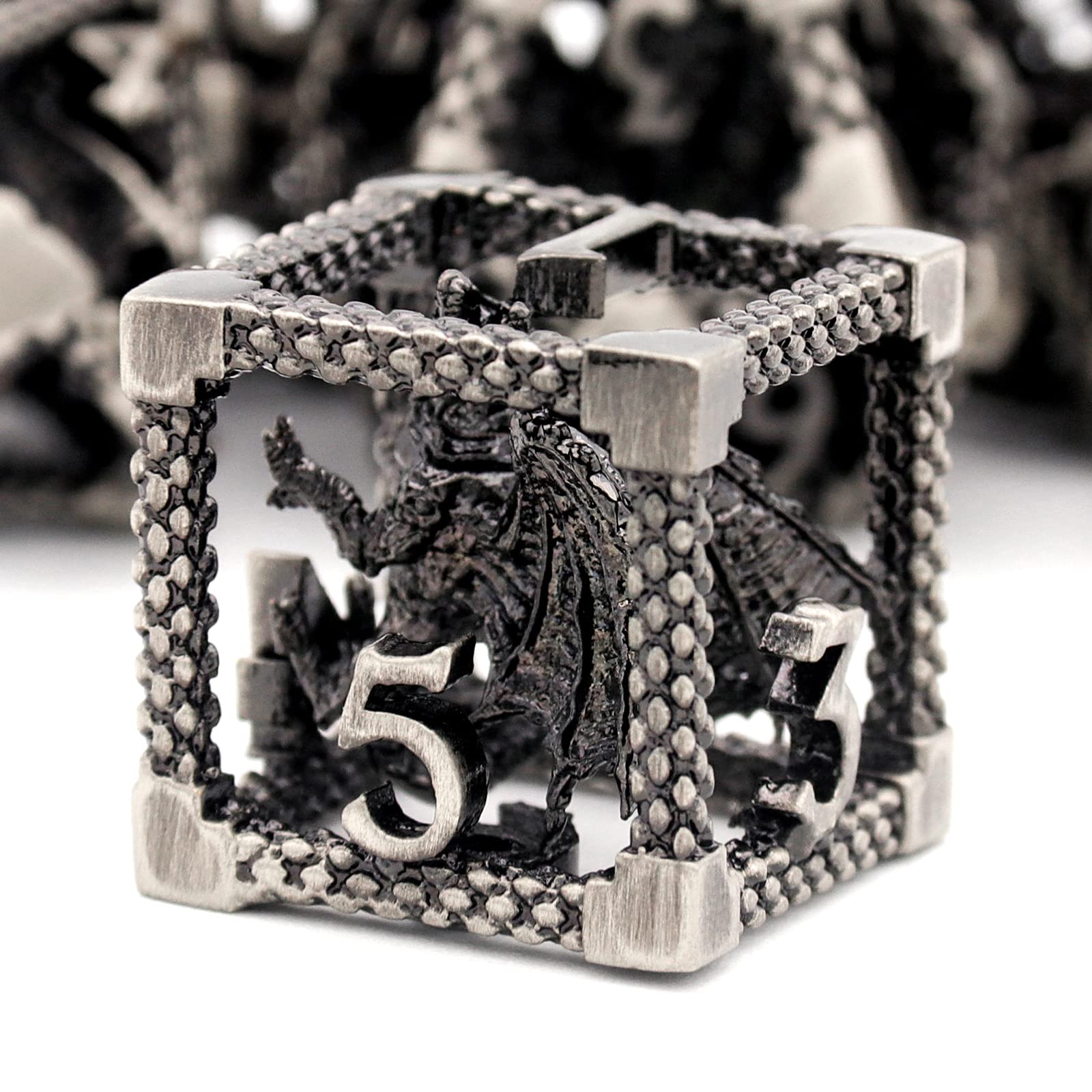 D&D Dice, Dungeons and Dragons Dice HNCCESG Metal Dice Set Polyhedral Hollow Role Playing D and D Starter Dice for RPG MTG Table Board Games Pathfinder Warhammer Shadowrun Yahtzee (3D Sliver)