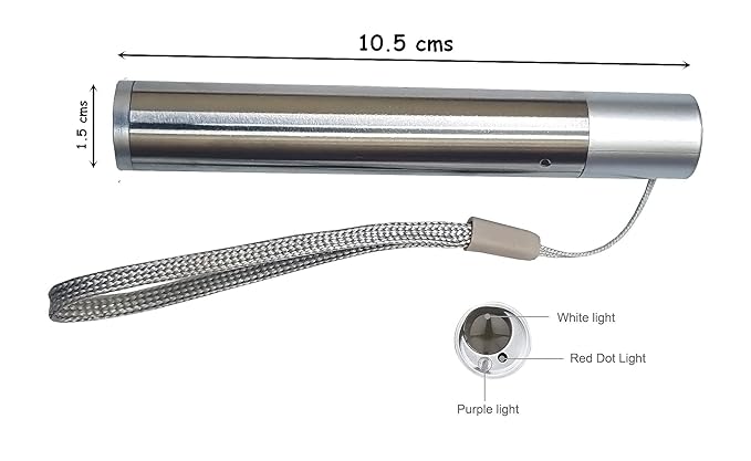 Magicwand 3-in-1 USB Rechargeable Round Moon Light Torch with Laser Pointer and Currency Checker (Steel)