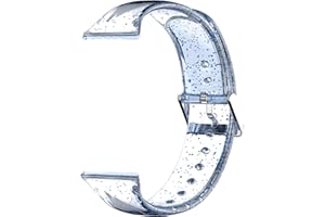 Compatible with Reebok Pulse Smartwatch, Lamshaw Soft Silicone Glitter Clear Sport Strap Compatible with Reebok Pulse/Icon Sm