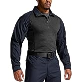 CQR Men's Combat Shirt Tactical 1/4 Zip Long Sleeve Military BDU Shirts Camo EDC Top with Pockets