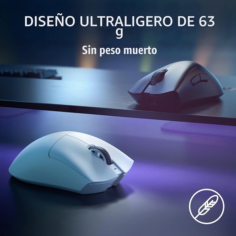 DeathAdder V3 Pro - Ratón Ligero Inalámbrico Ergonómico para Deportes Electrónicos (63 Gramos, Sensor Óptico Focus Pro 30K, Interruptores de Ratón Gen-3, Hyperspeed Wireless) Negro — foto 5 de 8