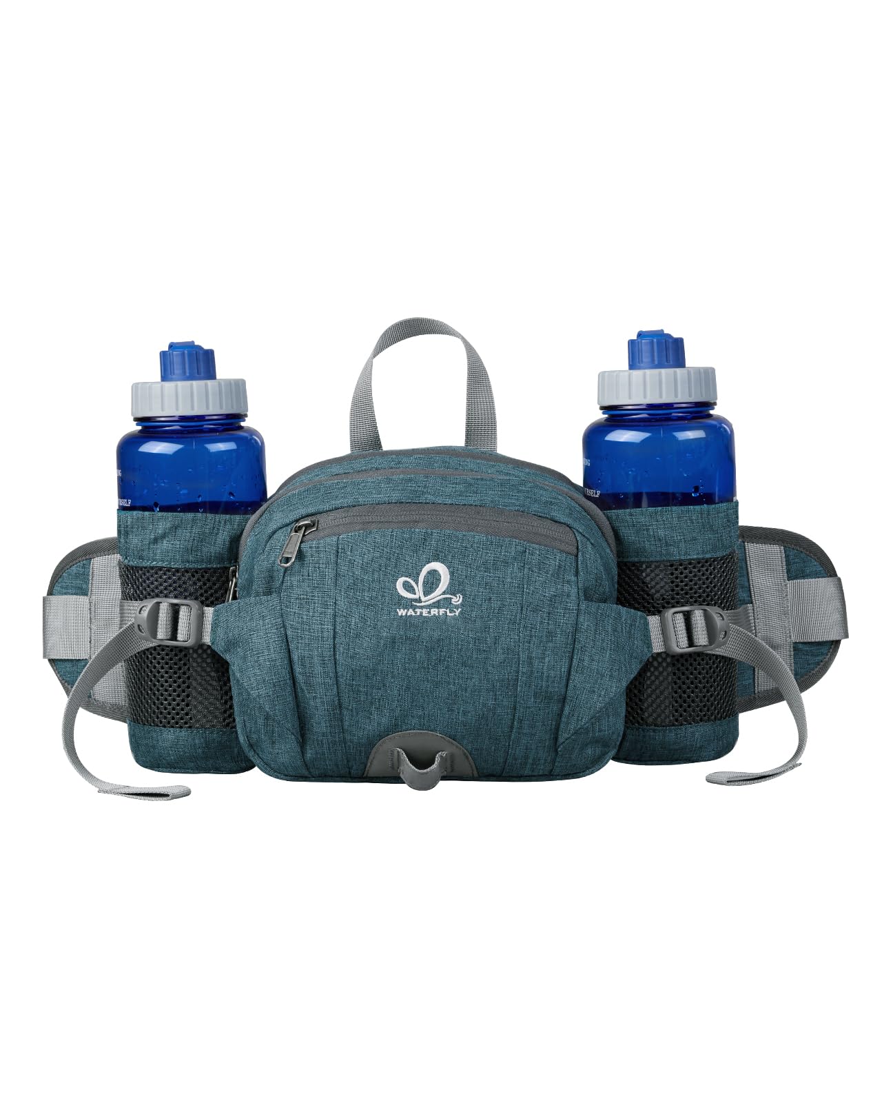 Waterfly Hiking Waist Pack Bum Bag Waist Bag with Bottle Holder Running Bag for Camping Climbing Travel Cycling and Dog Walking (Teal Blue)