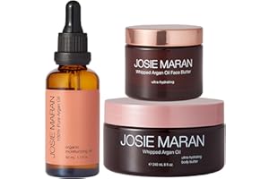 Josie Maran Head-to-Toe Hydration Kit - Whipped Argan Body Butter, Face Butter & Pure Argan Oil - Hydrating Skincare Set for Smooth, Nourished Skin (11.4 oz)