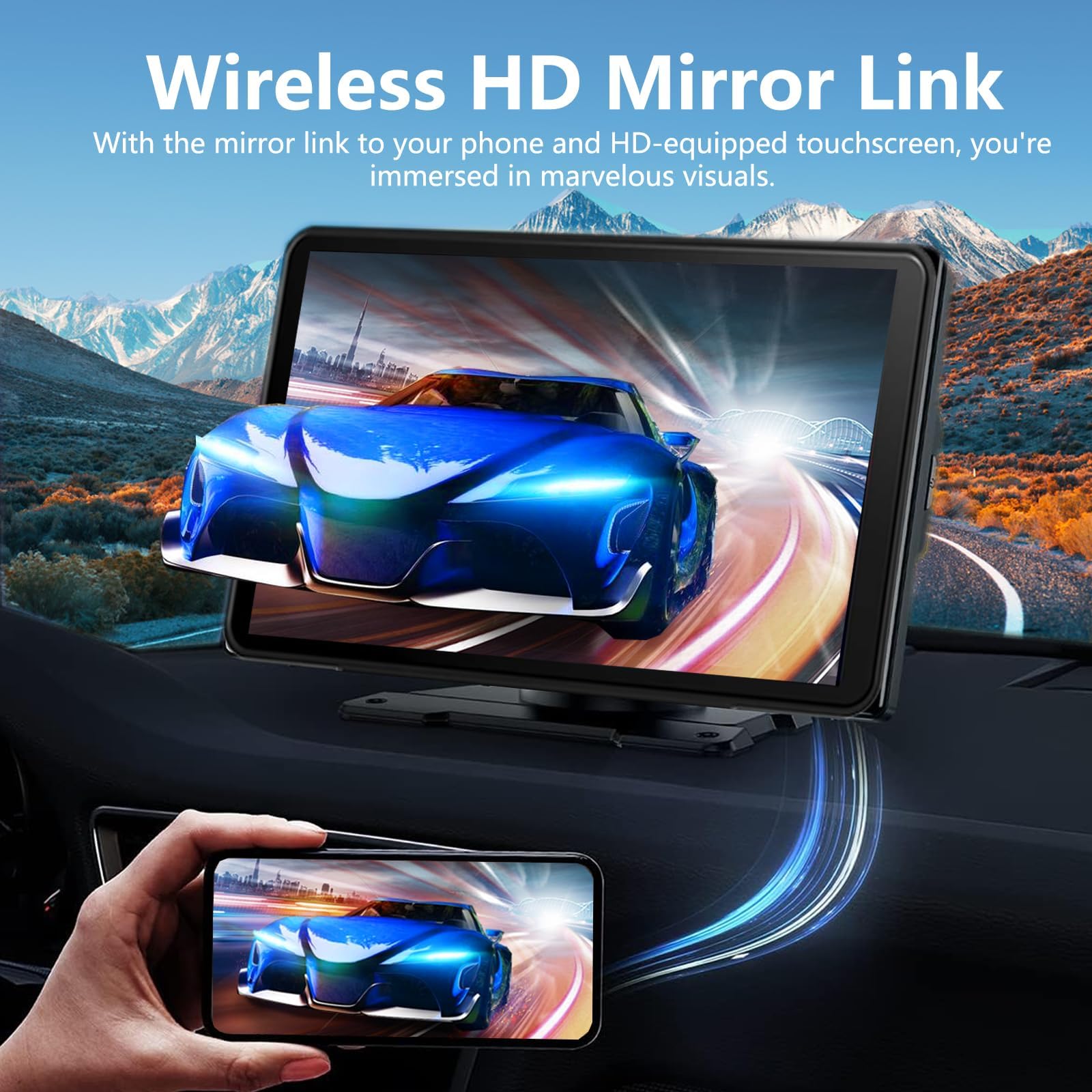 Qulokar 7 Inch Portable Touch Screen Car Stereo with Wireless Carplay & Android Auto,Mirror Link,Bluetooth,AUX,FM,Siri,Voice Control for All Vehicles Q7