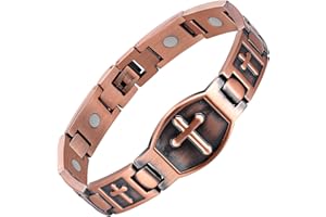Jecanori Pure Copper Bracelet for Men, Ultra Strength Magnetic Cross Bracelets for Men, Mens Copper Cross Bracelet, Jewelry Gift with Sizing Tool