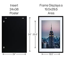 Frame Amo 24x36 Black Picture Frame with 19.5x29.5