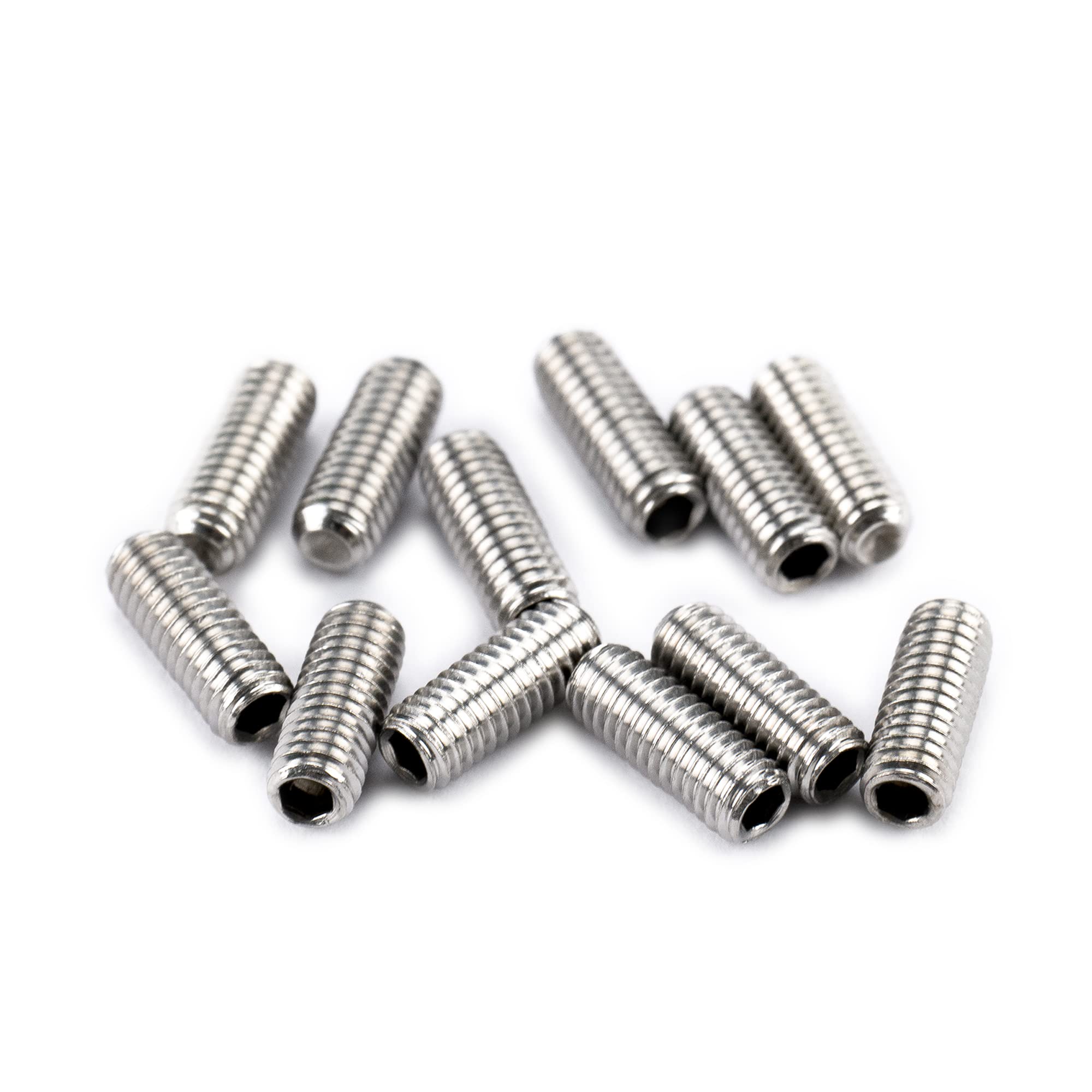 Musiclily Pro Metric M3X8mm Stainless Steel Saddle Height Screws for Import Strat Tele Style Electric Guitar Bridge,Original Color (Set of 12)