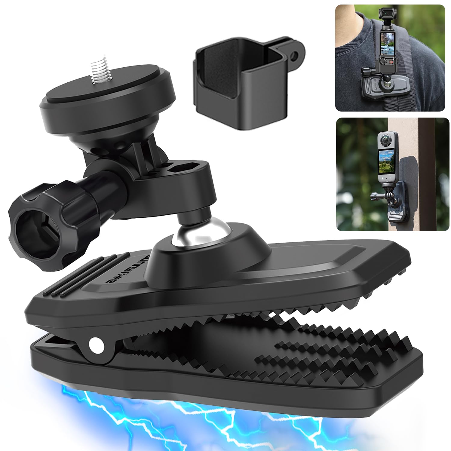 HAFOKO OSMO Pocket 3 Magnetic Backpack Clip Mount 360° Rotation Shoulder Strap Holder compatible for DJI OSMO Pocket 3 Accessories/GoPro Hero 13/12/11/10/9/8/7/6/5/Insta 360 X4 X3 X2 X ONE RS R GO3