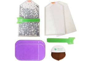 Benote Diamond Painting Tray with Lid/Cover, Diamond Art Tools Rhinestone Tray Kit, Diamond Painting Brush Accessories Help Beads Line up, Anti-Slip Tools Sticky Mat for DIY Art Craft